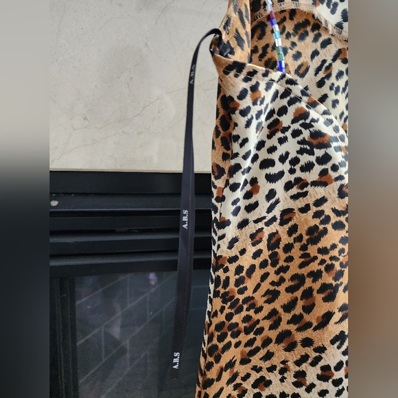 Vintage ABS Allen Schwartz Asymmetric Leopard Print Dress - Picture 2 of 8